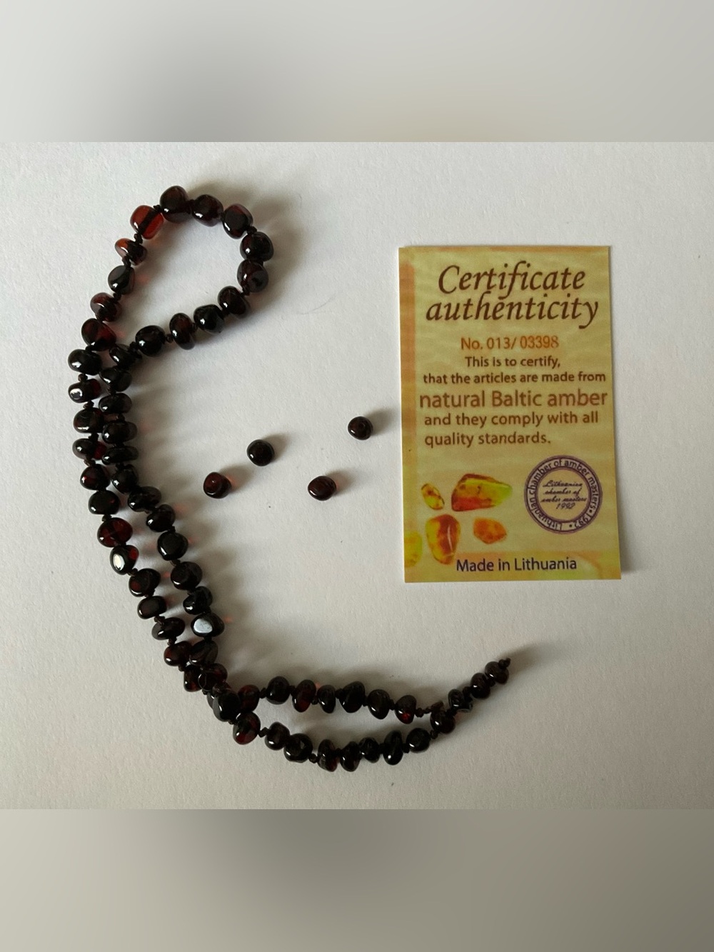 Authentic Baltic Amber Loose Bead Strand Cherry Red Lithuania COA